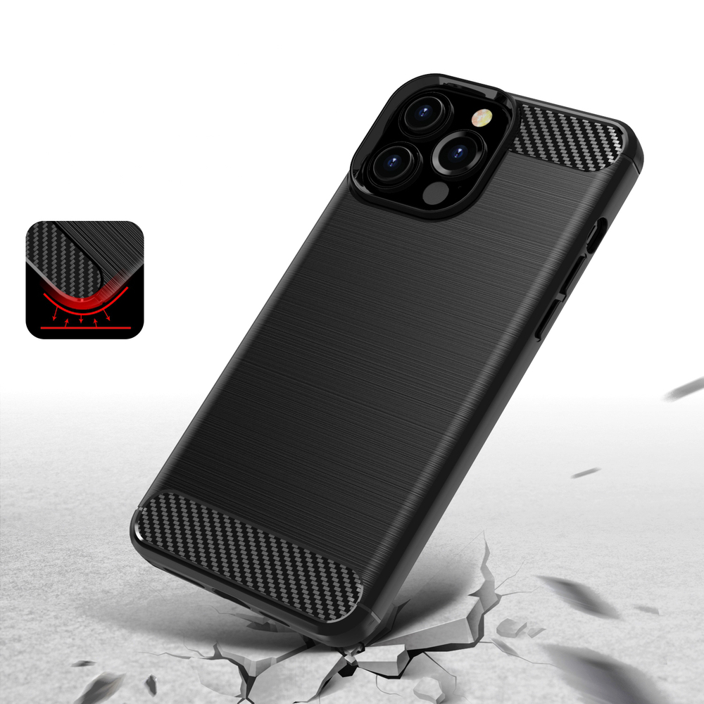 Coque Carbon Shield TPU pour Apple iPhone 13 Pro Max - Noir