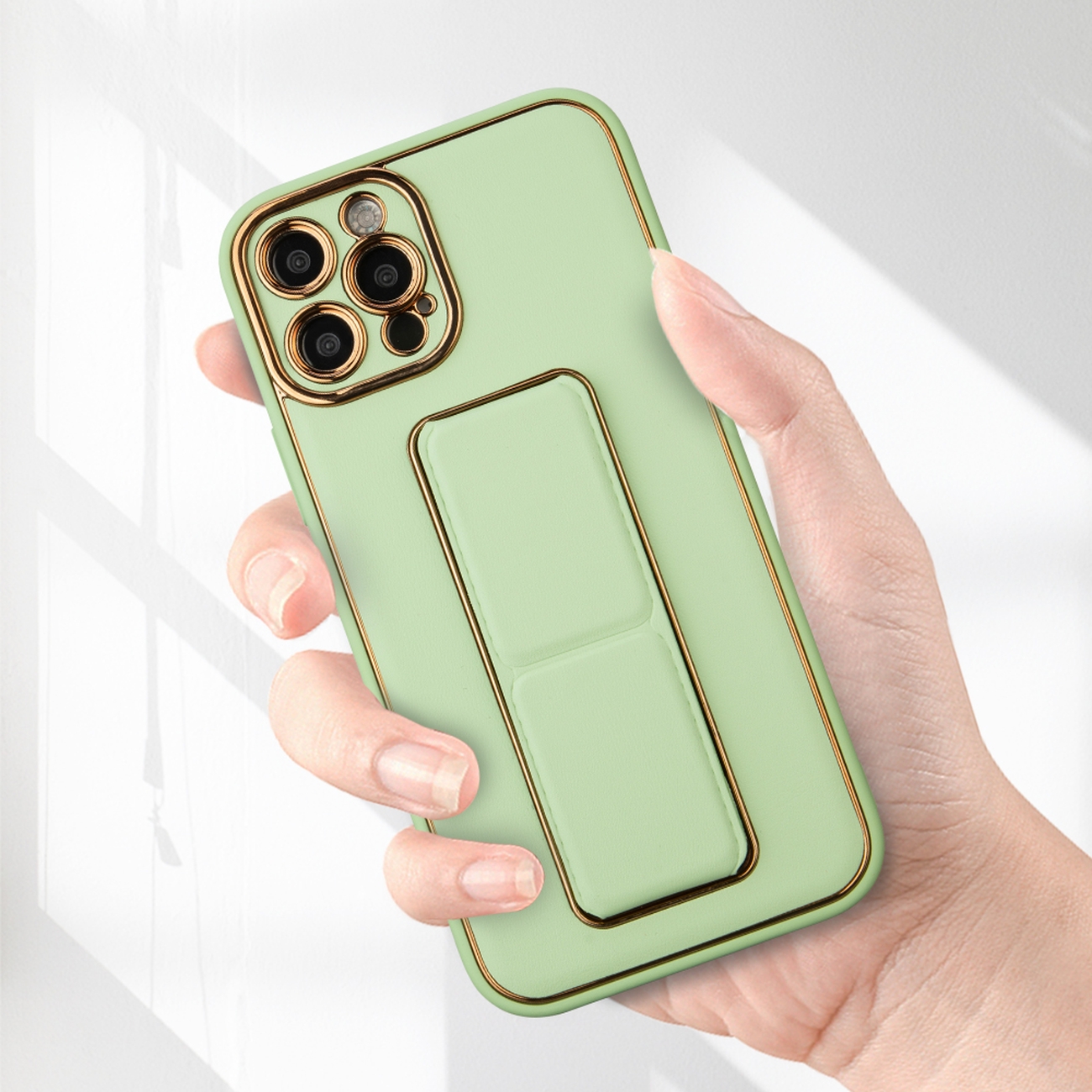 Coque de luxe avec support pour Apple iPhone 12 Pro - Rose