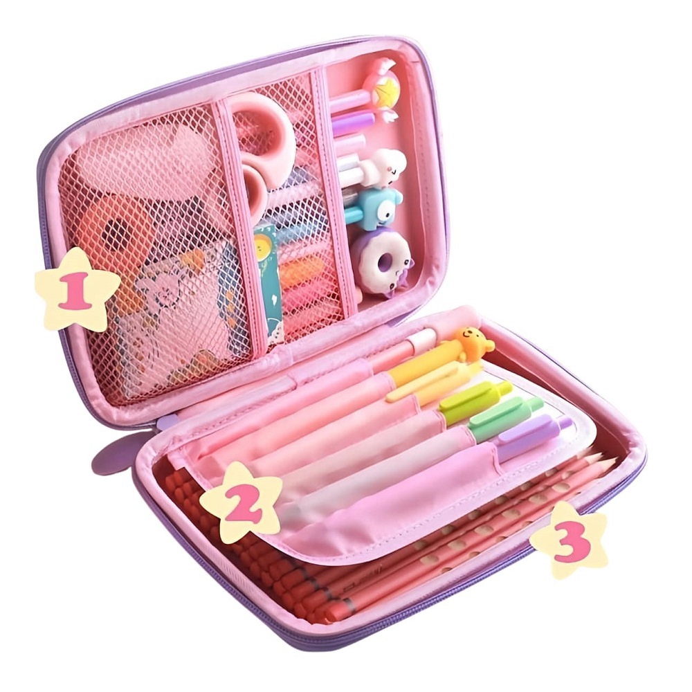 Trousse scolaire 3D avec licorne - Violet