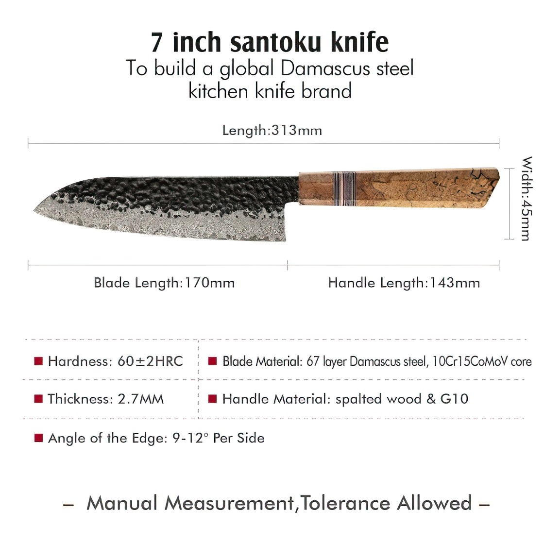 Couteau de cuisine damassé ZE-37434 - Slicer / Marron