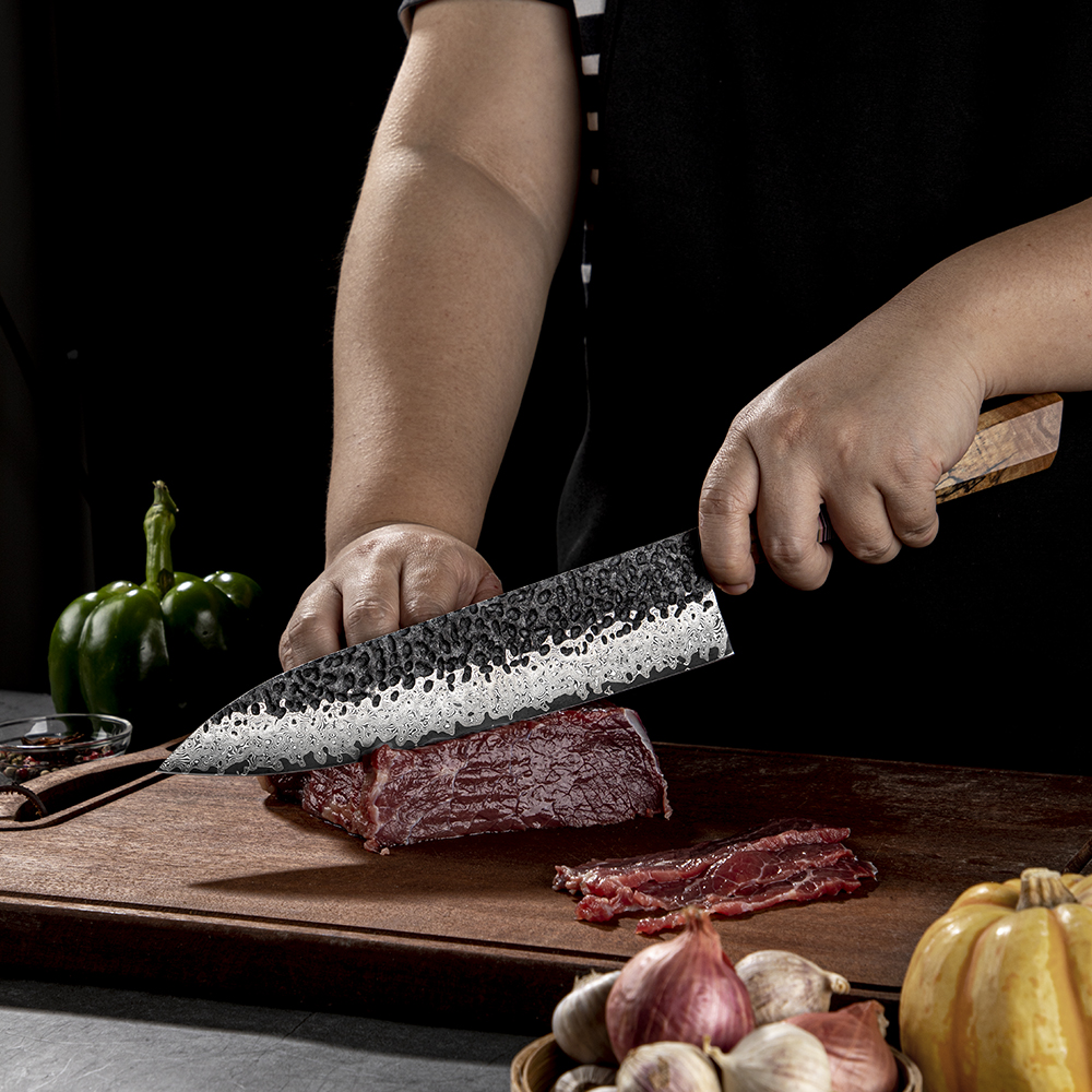 Couteau de cuisine damassé ZE-37434 - Slicer / Marron
