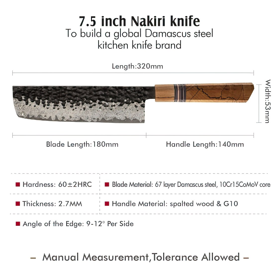 Couteau de cuisine damassé ZE-37434 - Slicer / Marron