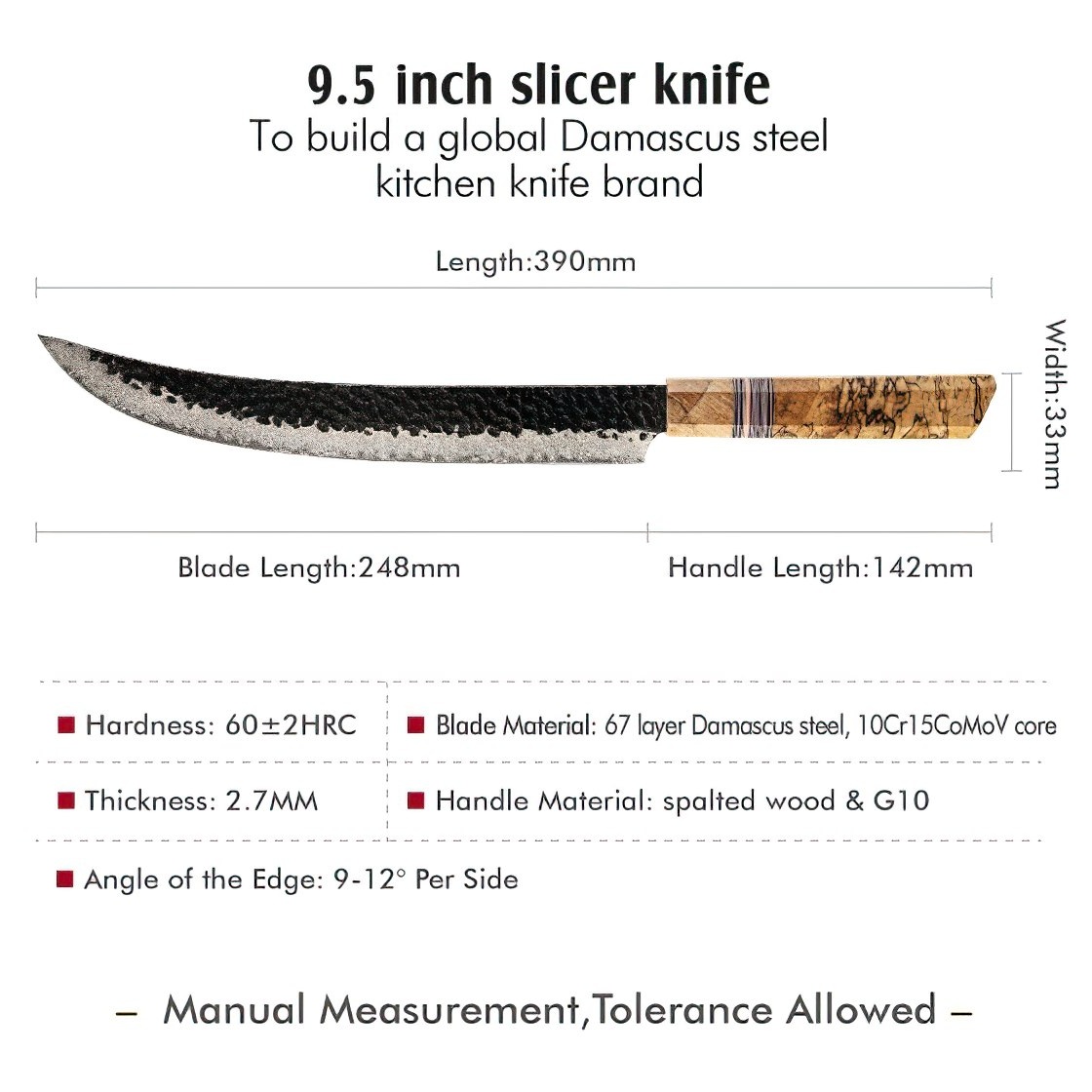 Couteau de cuisine damassé ZE-37434 - Slicer / Marron