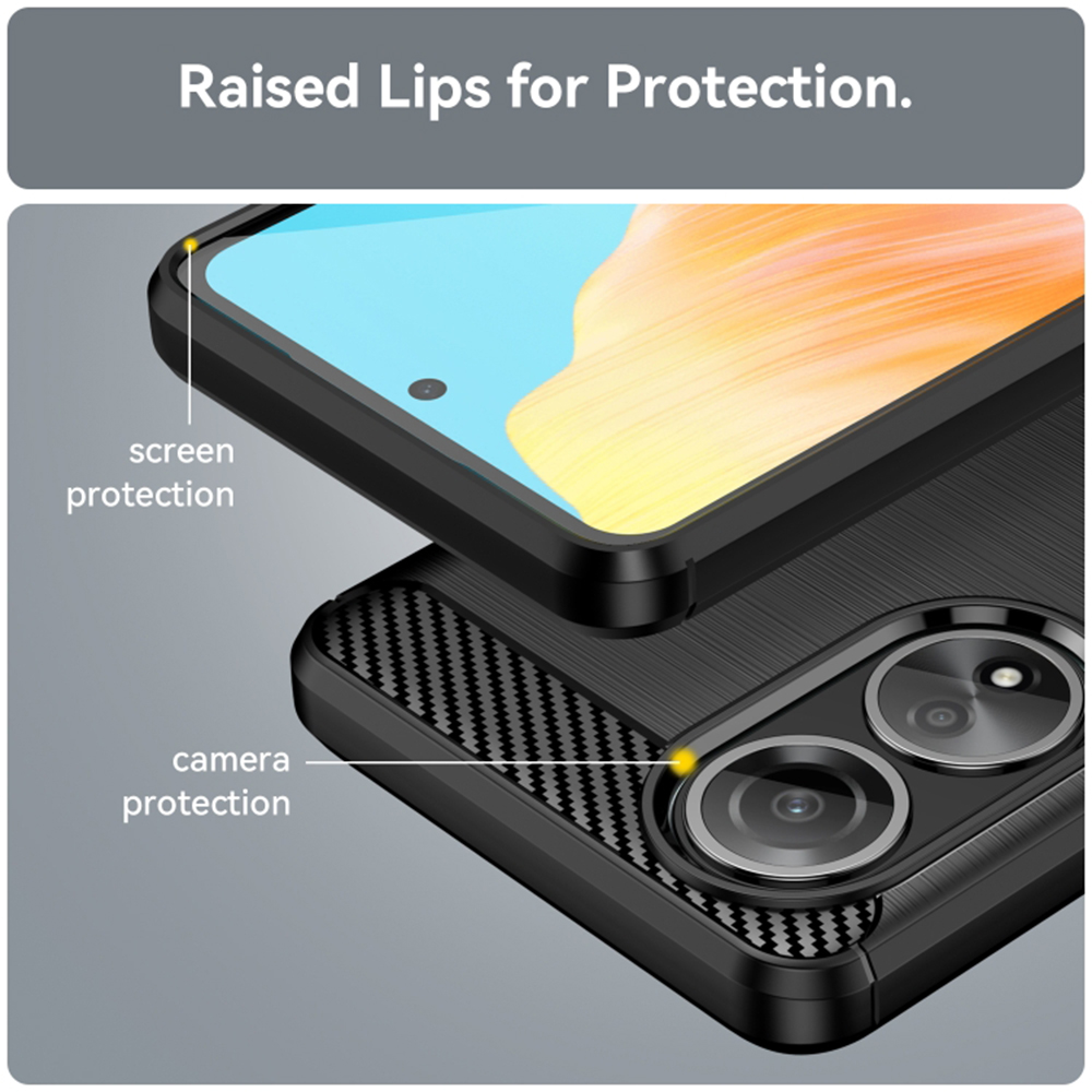Coque Carbon Shield TPU pour Oppo A58 - Noir