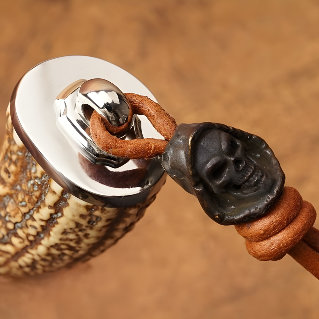 Couteau de chasse en acier damassé HARAHU FL-38775 - Marron