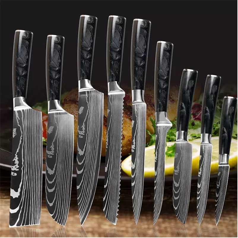 Ensemble de couteaux de cuisine BL-39184 - 9pcs / Violet