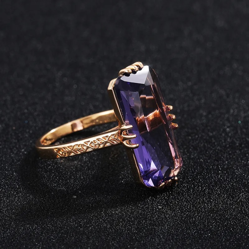 Bague BO-34522 - Dorée / Violette / 55mm