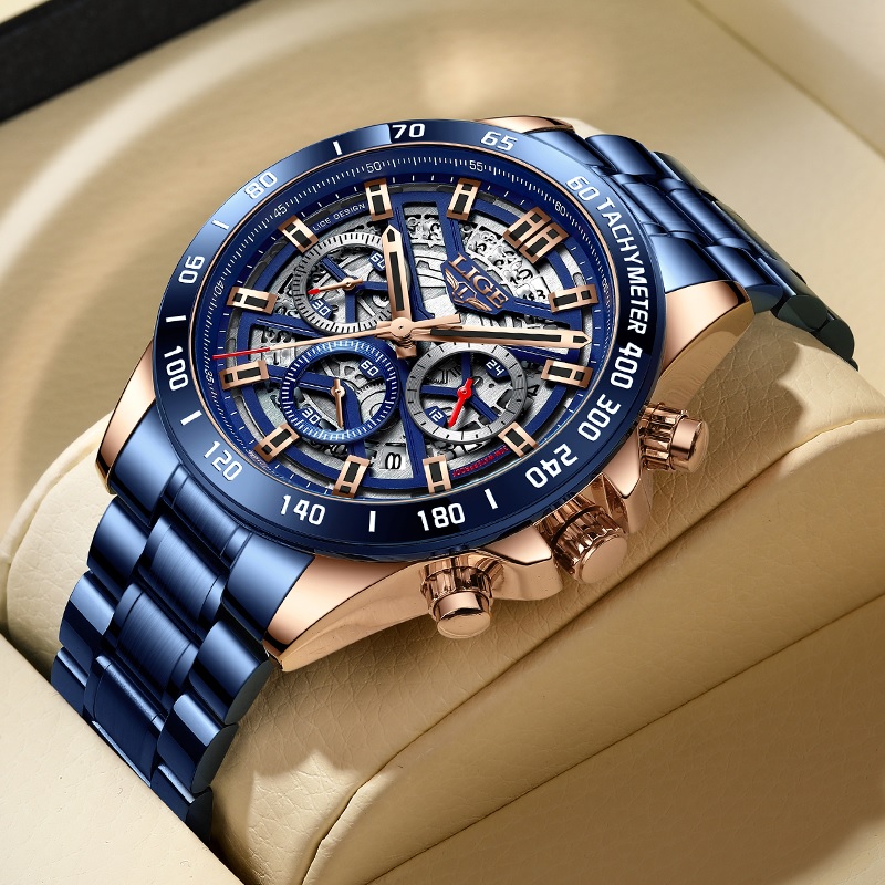 Montre LIGE SE-14654 - Bleue / Dorée