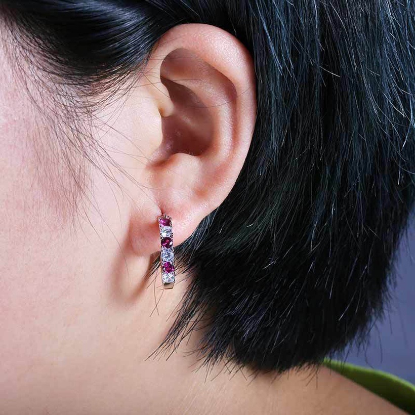Boucles d'oreilles CA-21733 - Argenté / Bleu