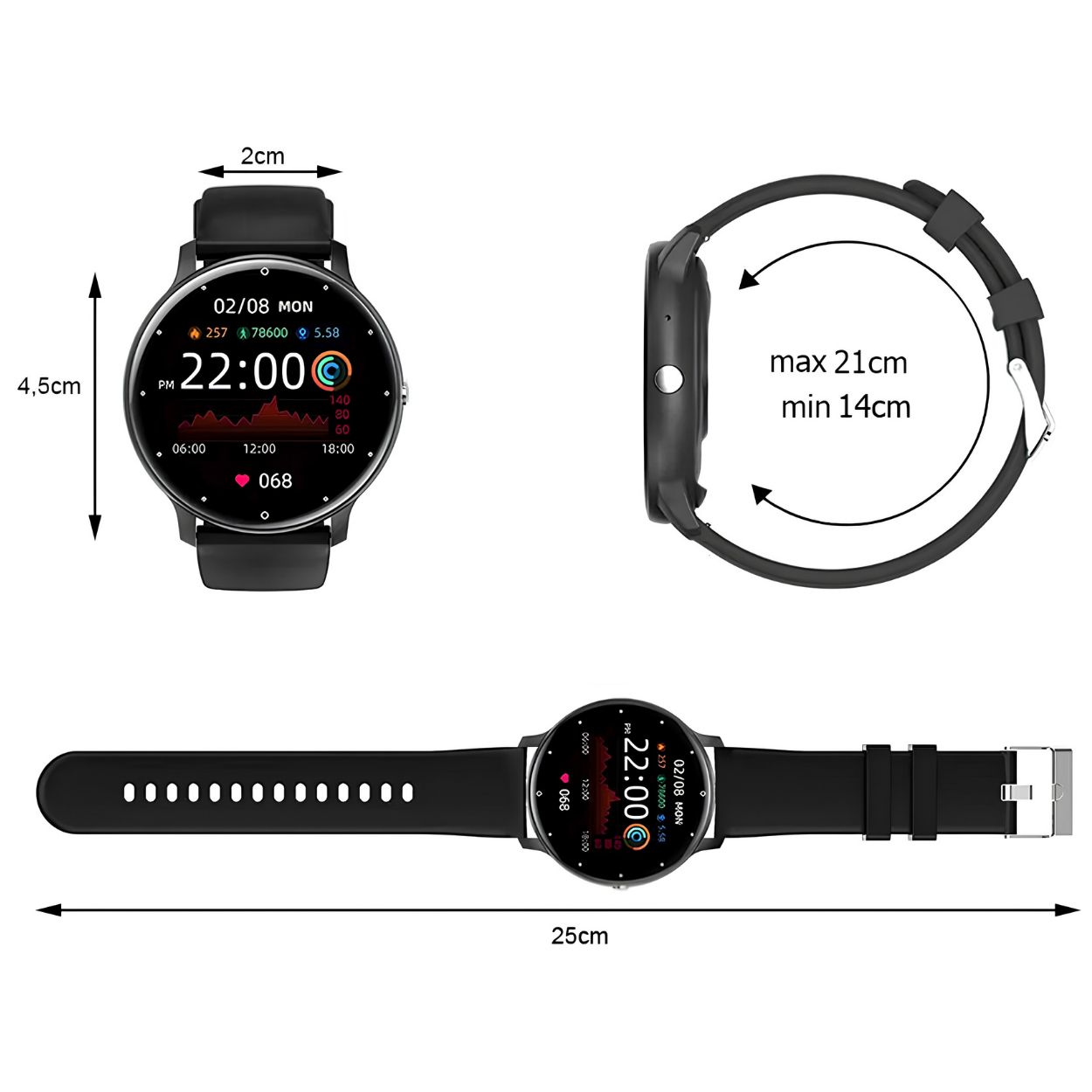 Montre connectée ZL02 - Noire