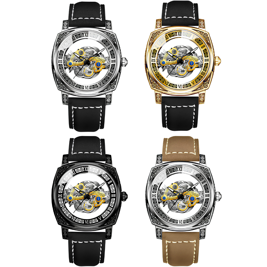 Montre BINBOND MD-41279 - Argentée / Marron / Dorée