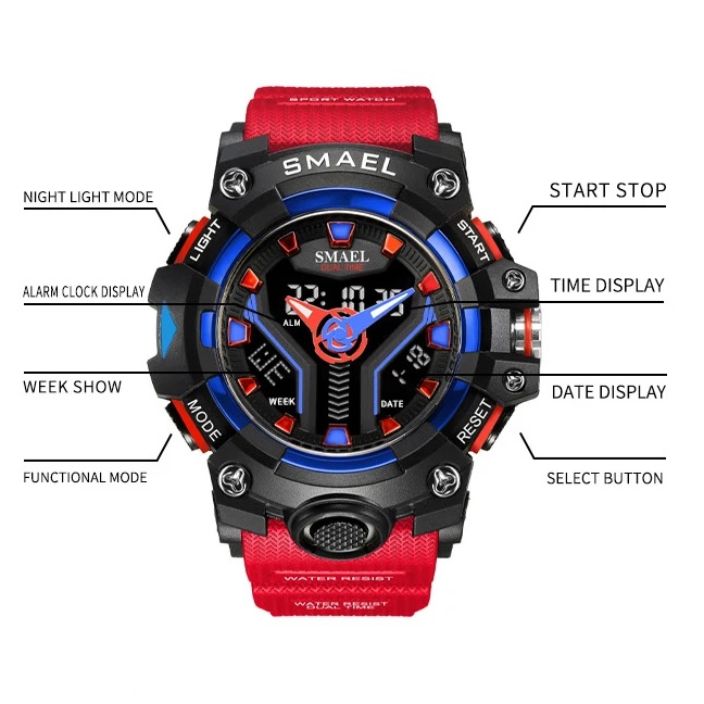 Montre SMAEL FL-29469 - Bleue / Orange
