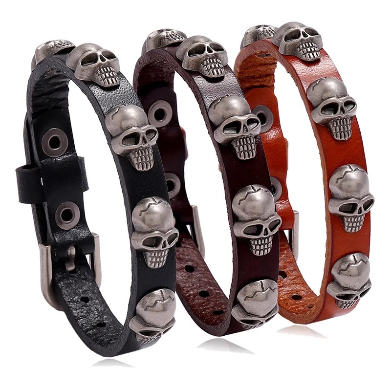 Bracelet Small Skull - Marron Foncé