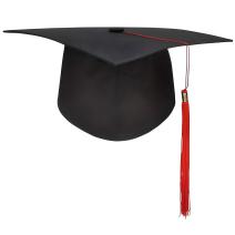 Toque de diplômé - Noire / pompon Rouge