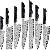 Ensemble de couteaux de cuisine damassés KU-38065 - Noir
