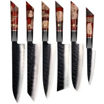 Ensemble de couteaux de cuisine damassés AR-37339 - Rouge