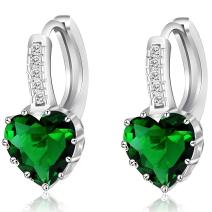 Boucles d'oreilles Silver Heart - Vert