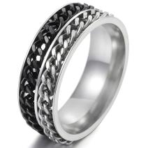 Bague WA-17063 - Noir / Argenté / 59mm