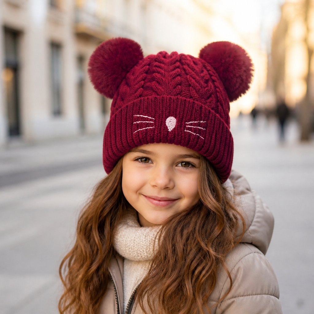 Bonnet pour enfants CU-12373 - Bordeaux