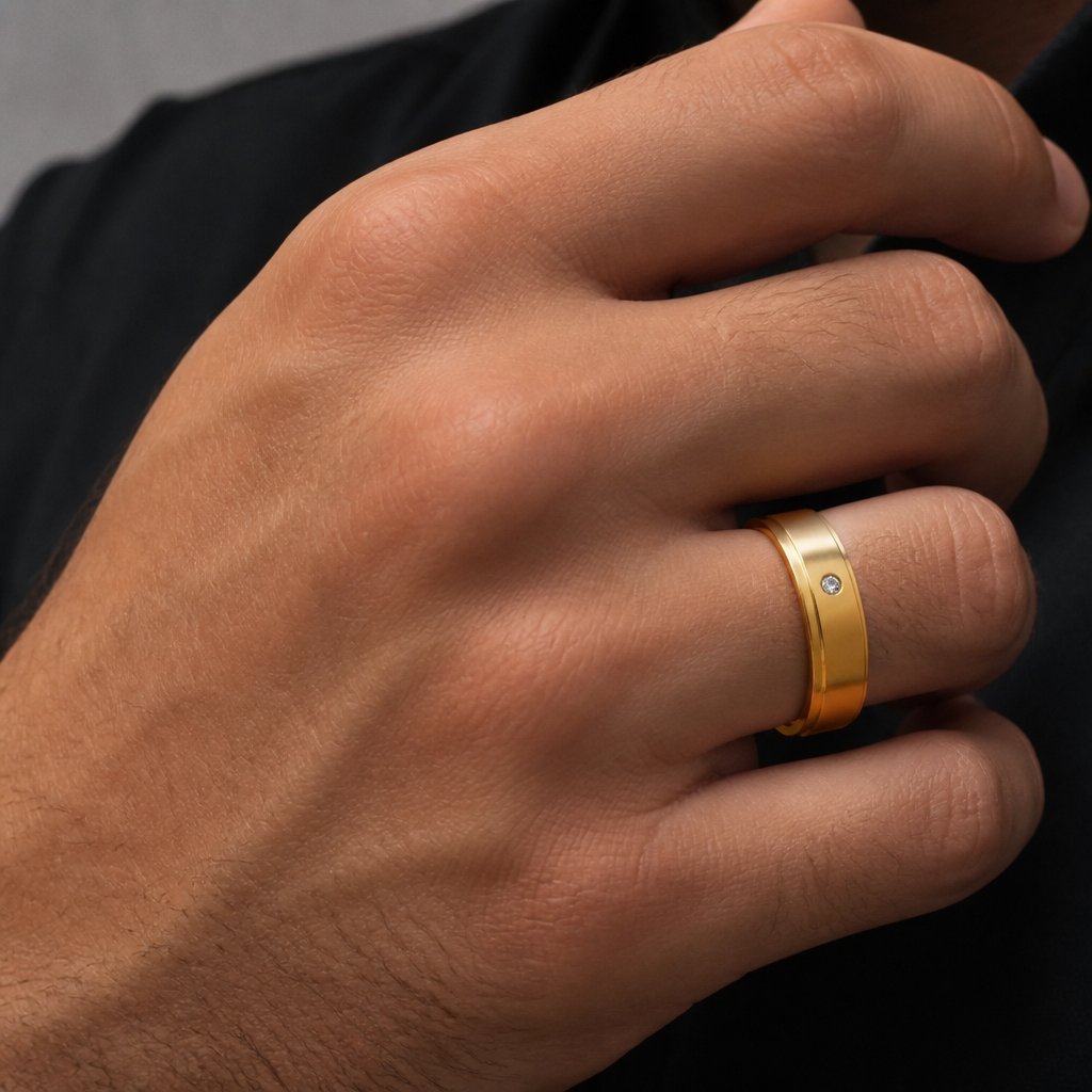 Bague pour homme NE-17468 - Doré / 69mm