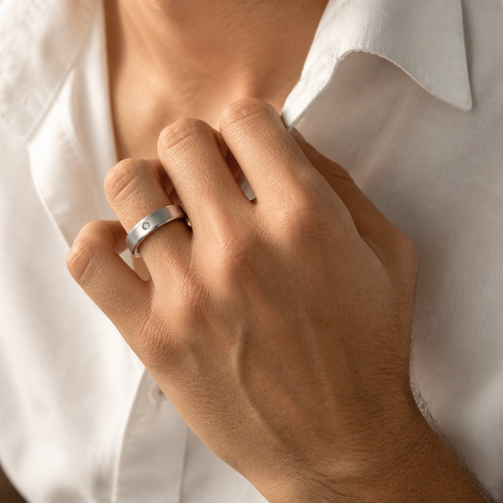 Bague pour homme NE-17472 - Argentée / 55mm