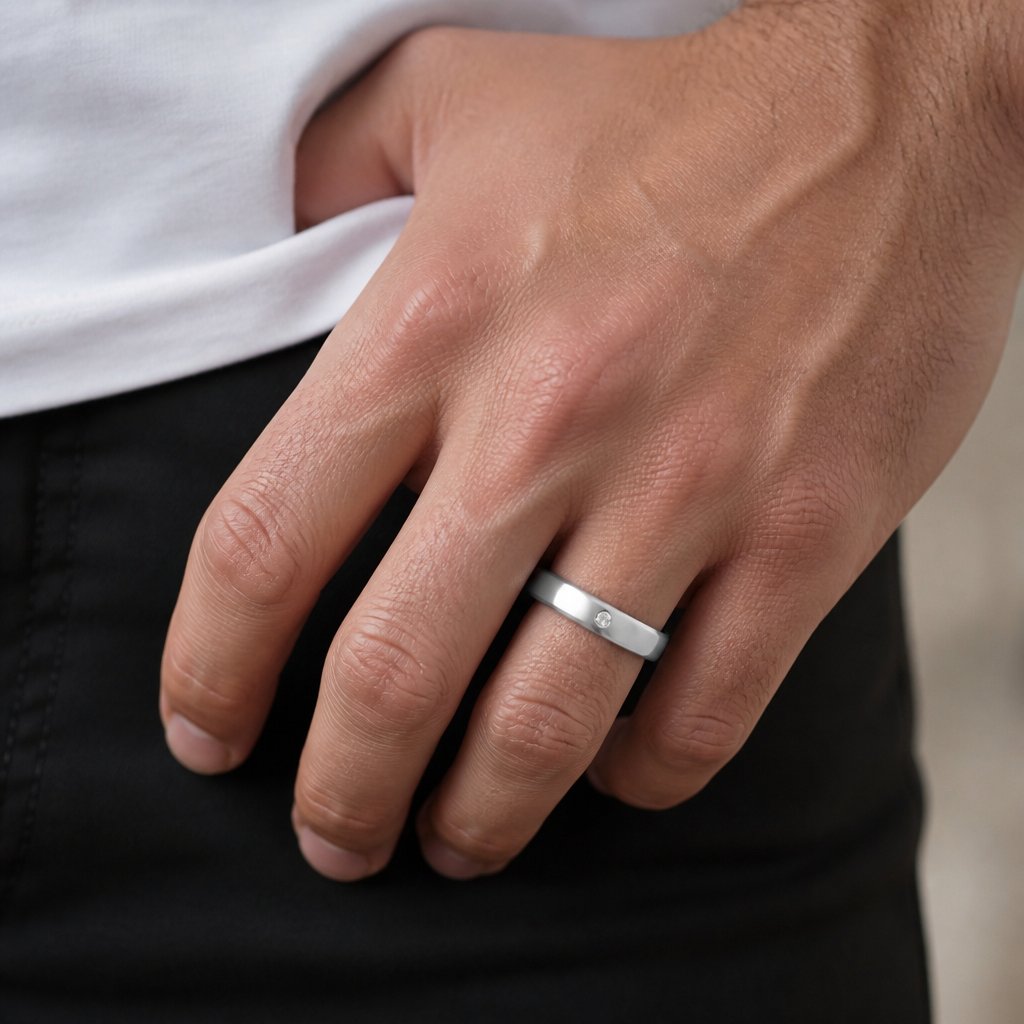Bague pour homme NE-17478 - Argentée / 67mm