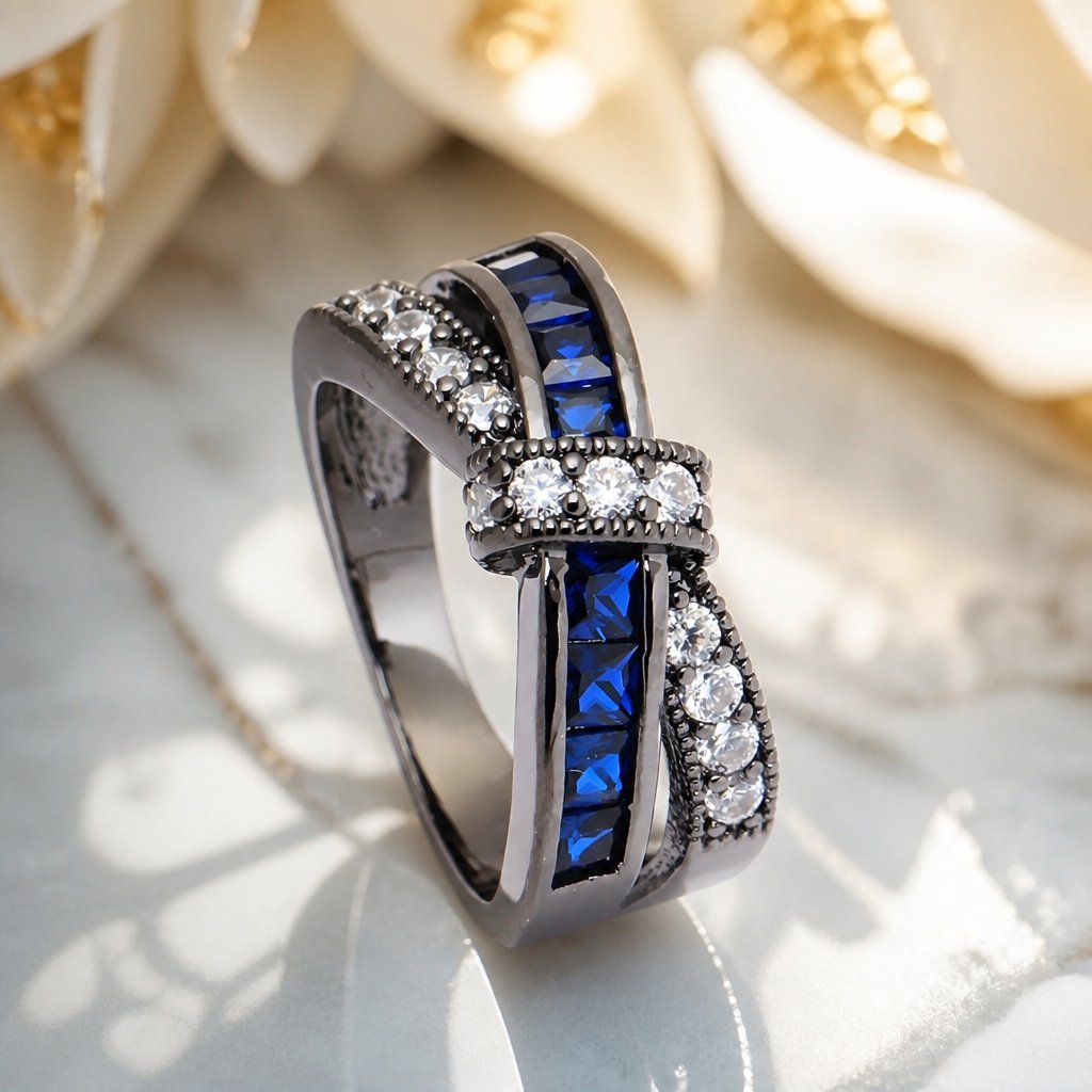 Bague DI-2309 - Noir / Bleu / 62,1mm