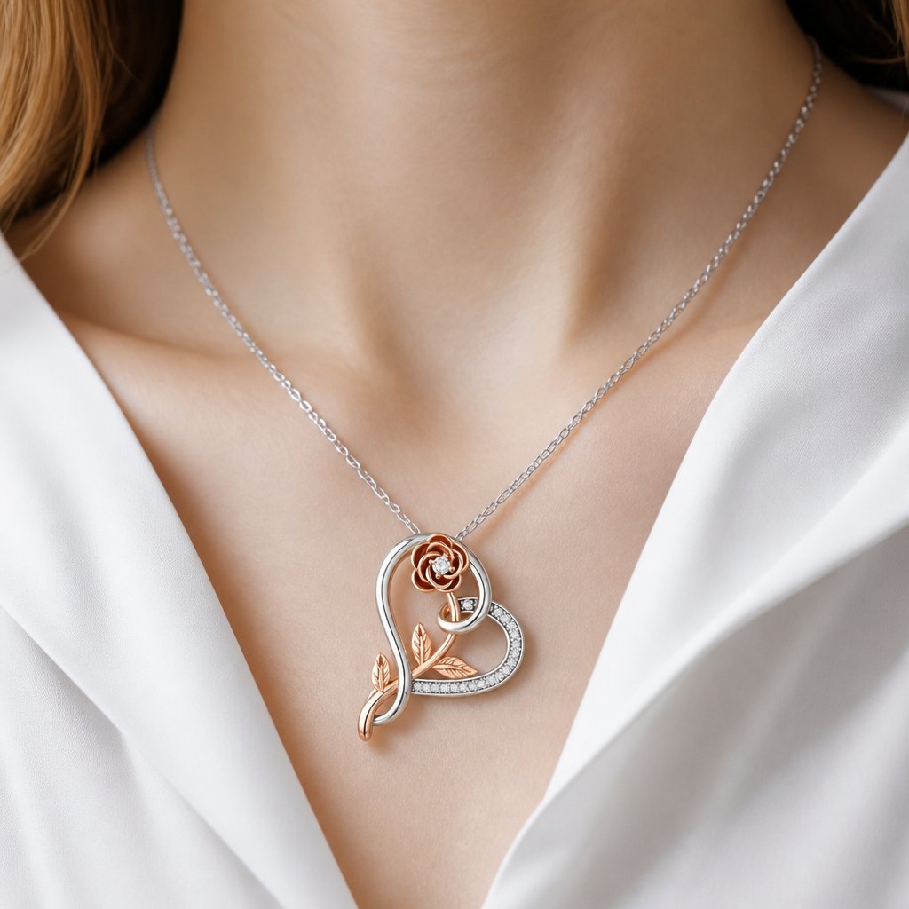 Collier Heart Rose - Argenté / Or Rose