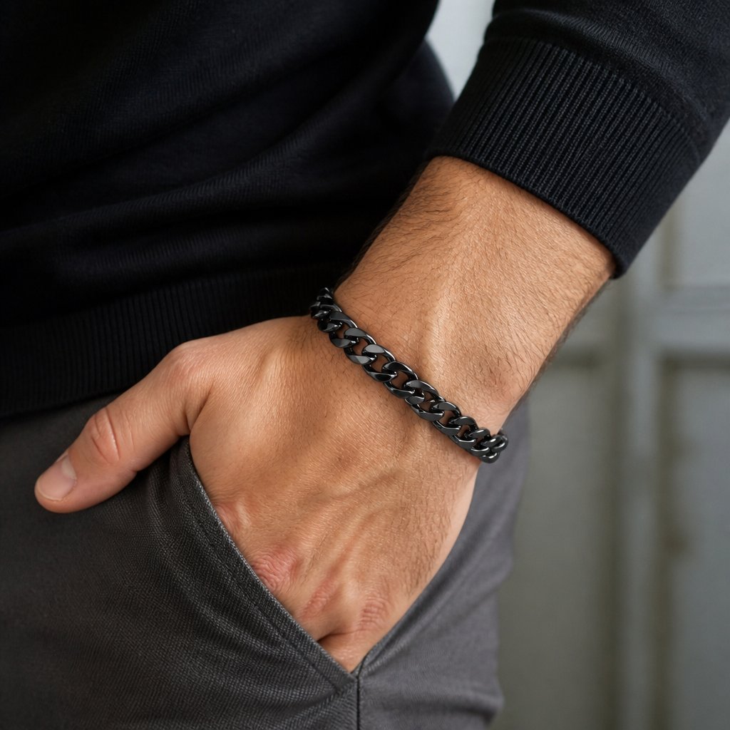Bracelet KR-34798 - Noir / 22cm / 9mm