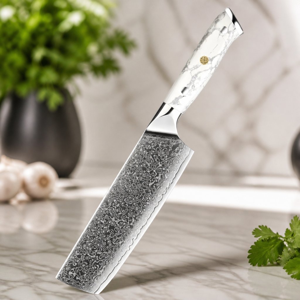 Couteau de cuisine damassé YU-37517 - Nakiri / Blanc