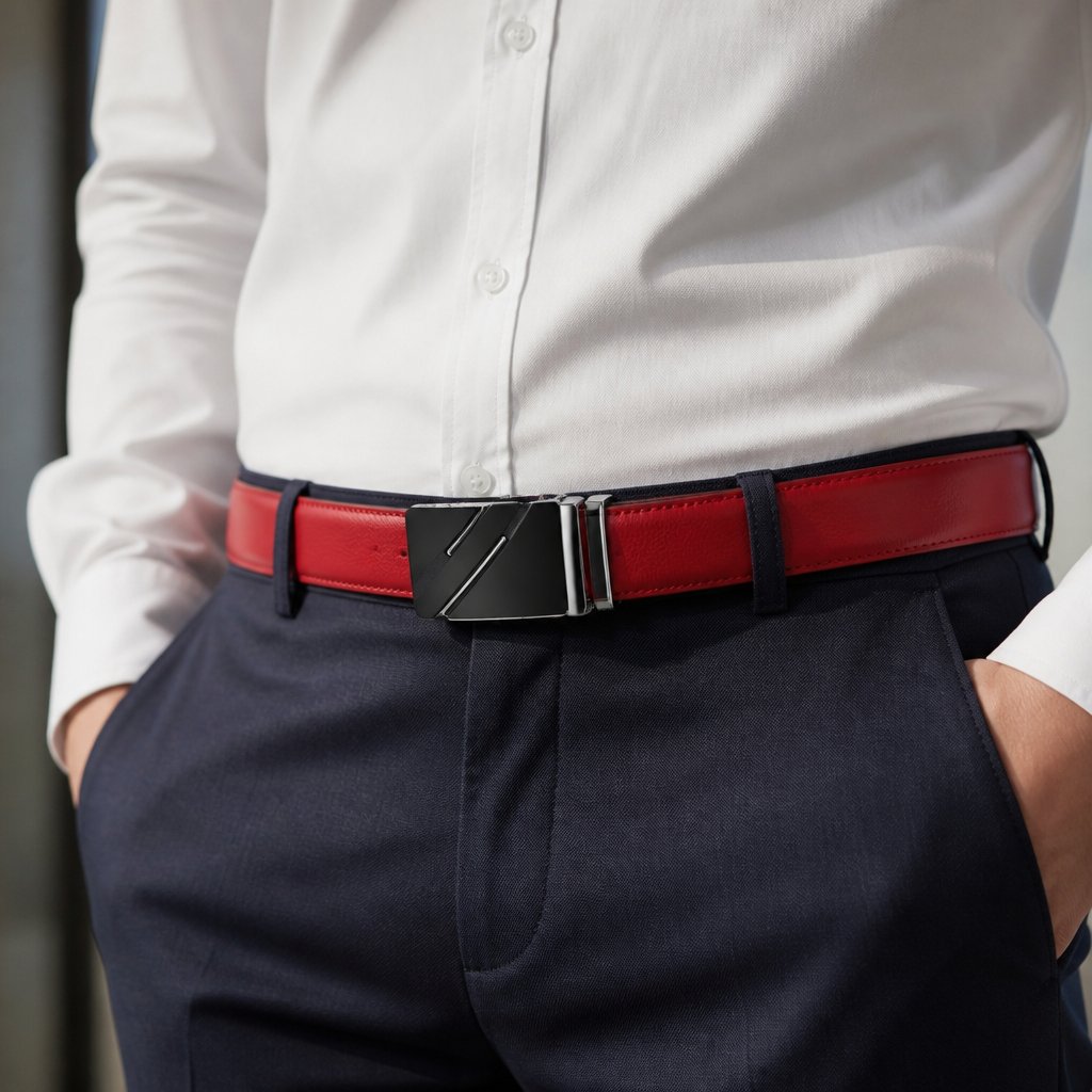 Ceinture HU-8605 - Rouge / Argent